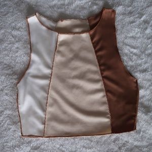 Ribbed Neutral Colorblock Croptop